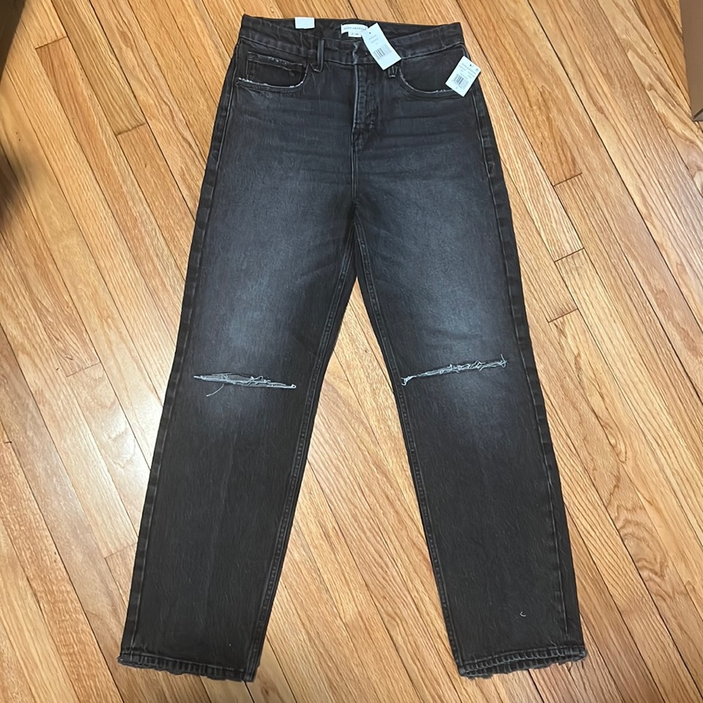 NWT Good American Good 90s Ripped Wide Leg Jeans Black Size 26